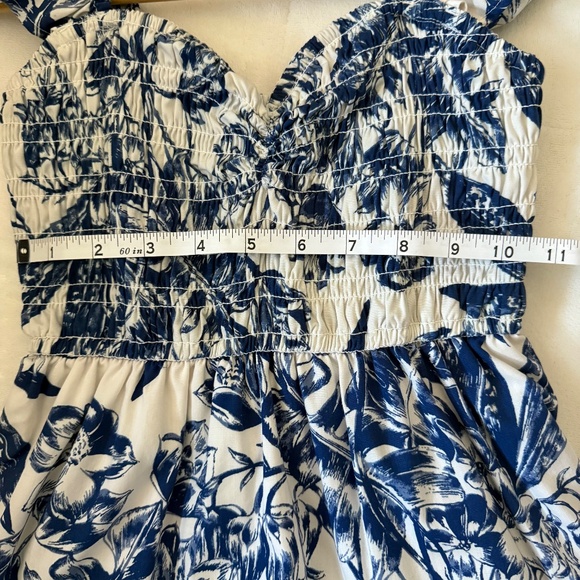 Abercrombie & Fitch Blue and White Floral Ruffle Sleeve Midi Dress, XXSP - Picture 11 of 12